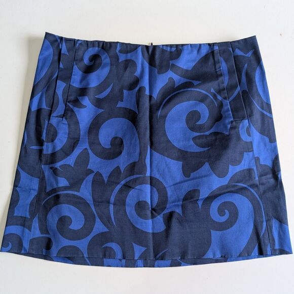 J.Crew Balustrade Royal Navy Blue Swirl Print Mini Skirt Womens Size 2 - Picture 2 of 7